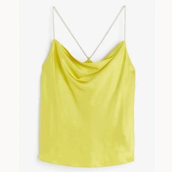 H&M | NWT Yellow Green Chartreuse Rhinestone Strap Cami Tank Viscose Blend | XXL - Picture 1 of 8